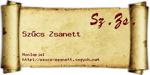 Szűcs Zsanett névjegykártya