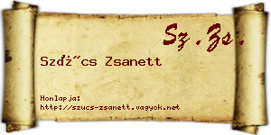 Szűcs Zsanett névjegykártya